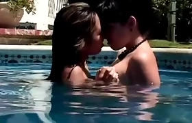 Asian babe Lielani seduces her girlfriend Lana Croft for some adventure in the swimming pool