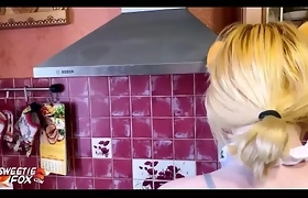 Fox Maid Cosplay - Blowjob and Hard Doggystyle Sex in the Kitchen