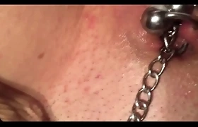 Daddy's pierced pussy squirting