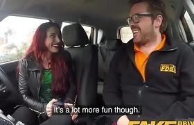 Fake Driving School Crazy hot redhead fucks car gearstick after lesson